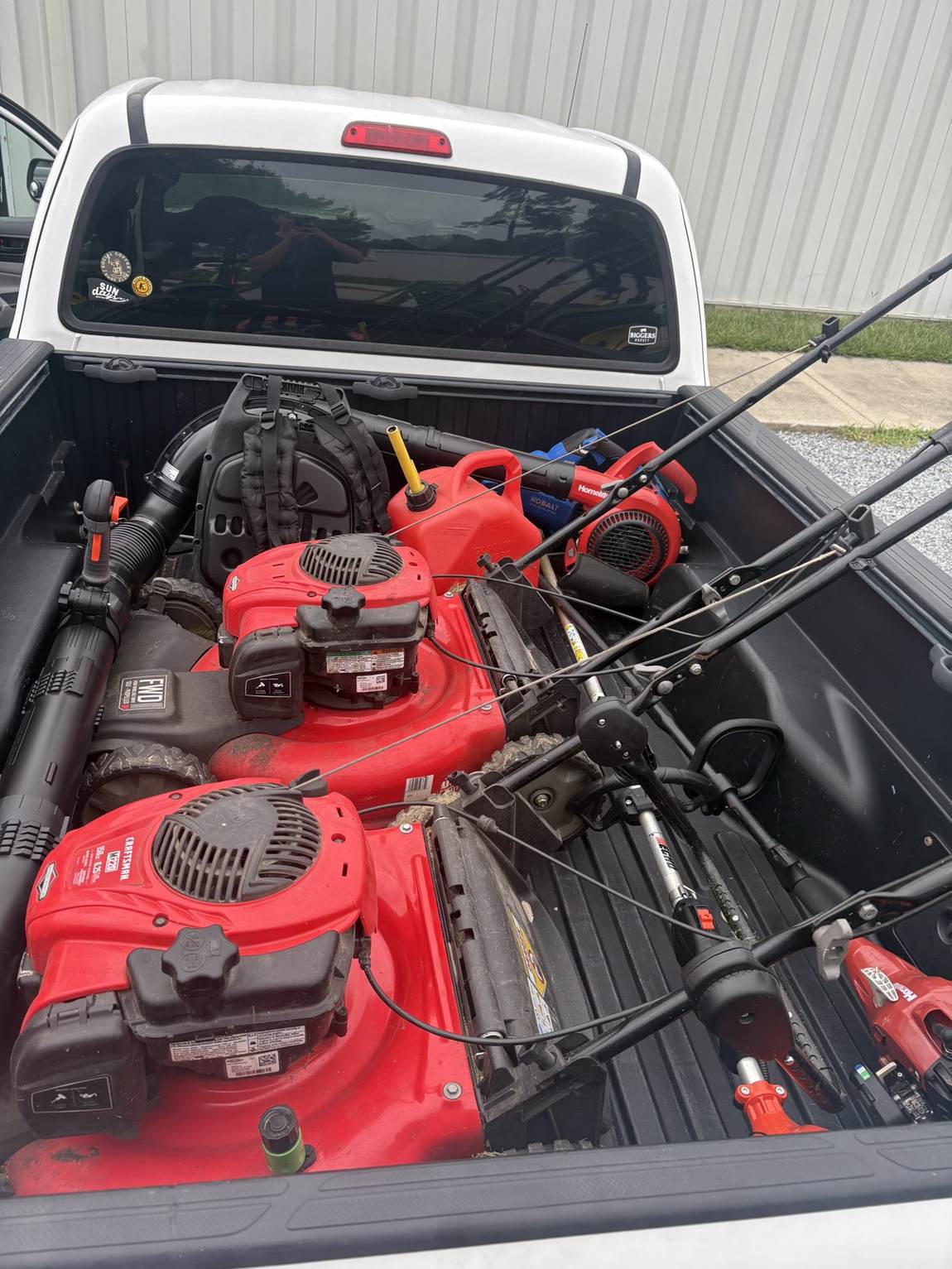 A full lineup of Echo handheld equipment in the truck bed